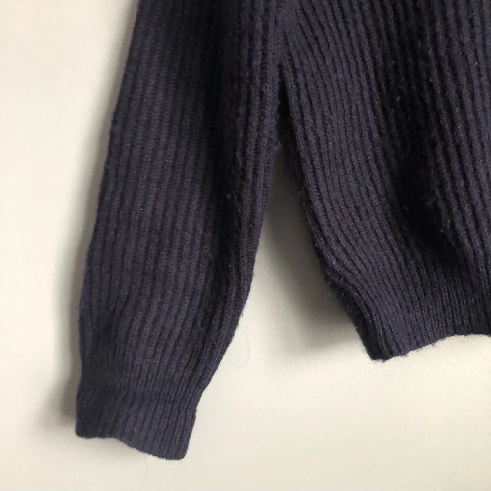 Anthropologie Angel of the North Twist Back Crop Navy Sweater S
